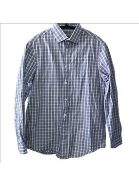 Michael Kors blue plaid regular fit dress shirt. Size Medium  EUC